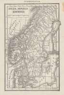 Svezia, Norvegia E Danimarca - Carta Geografica D'epoca - 1936 Vintage Map - Cartes Géographiques