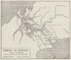 Canale Di Panama - Carta Geografica D'epoca - 1936 Vintage Map - Geographical Maps