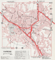 Pianta Della Città Di Varese - Mappa Geografica D'epoca - 1967 Vintage Map - Cartes Géographiques