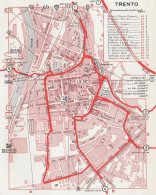 Pianta Della Città Di Trento - Mappa Geografica D'epoca - 1967 Vintage Map - Cartes Géographiques