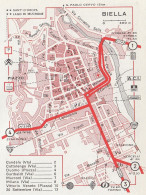 Pianta Della Città Di Biella - Mappa Geografica D'epoca - 1967 Vintage Map - Geographical Maps