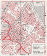 Pianta Della Città Di Rimini - Mappa Geografica D'epoca - 1967 Vintage Map - Geographical Maps
