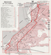 Pianta Città Di Reggio Calabria - Mappa Geografica D'epoca - 1967 Old Map - Carte Geographique