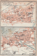 Piante Delle Città Di Gubbio E Città Di Castello - 1924 Vintage Map - Carte Geographique