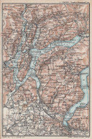 Como E Dintorni - Lago Di Lugano - Carta Geografica D'epoca - 1923 Old Map - Carte Geographique