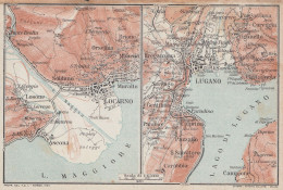 Locarno, Lugano E Dintorni - Carta Geografica D'epoca - 1923 Vintage Map - Geographische Kaarten