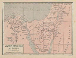 Viaggio Degli Ebrei Nel Deserto - Mappa Geografica D'epoca - 1942 Old Map - Landkarten