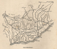 Italia - Alpi Marittime - Schizzo Geografico D'epoca - 1922 Vintage Map - Geographical Maps