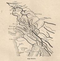 Italia - Alpi Giulie - Schizzo Geografico D'epoca - 1922 Vintage Map - Cartes Géographiques