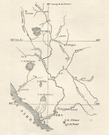 Laghi Centro Italia - Mappa Geografica D'epoca - 1913 Vintage Map - Carte Geographique