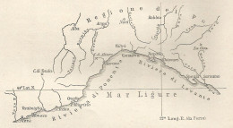 Mar Ligure - Mappa Geografica D'epoca - 1913 Vintage Map - Mapas Geográficas