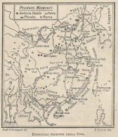 Cina - Principali Prodotti Minerari - Mappa D'epoca - 1922 Vintage Map - Geographische Kaarten