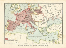 L'Europa All'apogeo Della Potenza Napoleonica - Mappa D'epoca - 1949 Map - Carte Geographique