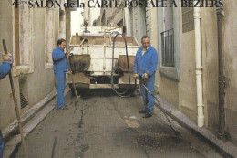 *CPM - 4ème Salon De La Carte Postale De BEZIERS (34) -  La Pose De L'asphalte Rue D'Envedel - Beursen Voor Verzamellars