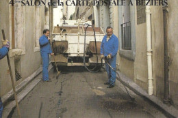 *CPM - 4ème Salon De La Carte Postale De BEZIERS (34) -  La Pose De L'asphalte Rue D'Envedel - Bolsas Y Salón Para Coleccionistas