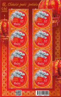 POLAND 2024 CHINESE ZODIAC SIGNS YEAR OF THE DRAGON COMPLETE SHEET OF 8 China MYTHICAL CREATURES - Astrologie