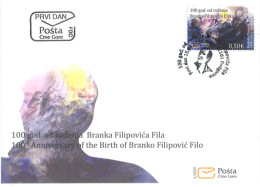 2024 FDC, 100 Years From The Birth Of Branko Filipović Filo, Montenegro, MNH - Montenegro