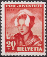 1942 Schweiz Pro Juventute ** Mi:CH 414 Yt:CH 382, Zum:CH J103, Glarnerin, Trachtenfrau - Unused Stamps