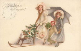 N°24918 - Carte Illustrateur - MM Vienne N°464 - Fillettes Poussant Une Luge Avec Un Sapin - Vienne