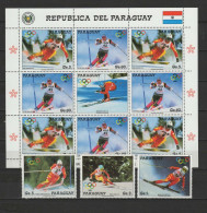 Paraguay 1987 Olympic Games Calgary Sheetlet + 3 Stamps MNH - Inverno1988: Calgary