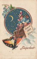 N°24949 - Carte Fantaisie - Attelage Avec Un Papillon - Lune - Other & Unclassified