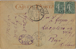 1924 LA SÔNE / ISÉRE - RIGA ( LETONIA ) , T.P. CIRCULADA , LLEGADA , TASA , TAX , TAXE , PIEMAKSAT - Lettres & Documents