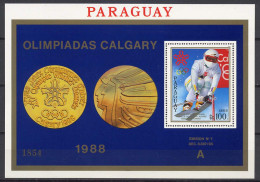 Paraguay 1988 Olympic Games Calgary S/s With "A" Number MNH - Hiver 1988: Calgary