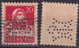 Tell 174, 20 Rp.rot  (Perfin Schaerer, Bern)        1925 - Used Stamps