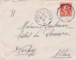 1910--lettre Destinée à VICHY-03 Type Semeuse, Beau Cachet Convoyeur " RISCLE à  AGEN " -date 22-8-1910 - 1877-1920: Periodo Semi Moderno