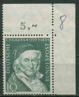 Bund 1955 Carl Friedrich Gauß 204 Ecke 2 Postfrisch, Rand Etwas Bügig - Unused Stamps