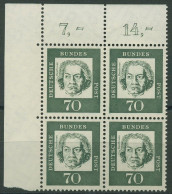 Bund 1961 Bedeutende Deutsche 358 Yb P OR 4er-Block Ecke 1 Postfrisch - Neufs