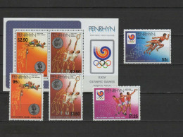 Penrhyn 1988 Olympic Games Seoul, Athletics, Tennis Set Of 4 + S/s MNH - Estate 1988: Seul