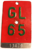 Velonummer Glarus GL 65 - Plaques D'immatriculation