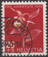1943 Schweiz Pro Juventute ° Mi:CH 426, Yt:CH 390, Zum:CH J107, Frauenschuh, Blume - Used Stamps