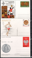 Poland 1987/1989 Olympic Games Seoul, Volleyball, Athletics 3 Commemorative Postcards - Summer 1988: Seoul