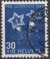 1943 Schweiz Pro Juventute ° Mi:CH 427, Yt:CH 391, Zum:CH J108, Enzian, Blume - Used Stamps