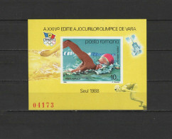 Romania 1988 Olympic Games Seoul, Space, Swimming S/s Imperf. MNH - Verano 1988: Seúl