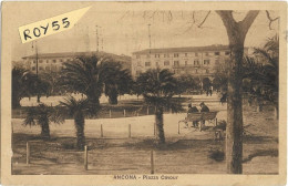 Marche-ancona Piazza Cavour Veduta Piazza Giardino Persone Case Animata Anni 20 (v.retro Timbro) - Ancona