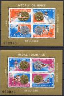 Romania 1988 Olympic Games Seoul, Shooting, Weightlifting, Rowing, Wrestling, Swimming Etc. 2 S/s MNH - Ete 1988: Séoul