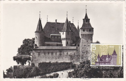 Carte Maximum Suisse Helvetia 1958 Nyon Chateau - Cartes-Maximum (CM)