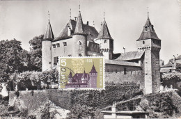 Carte Maximum Suisse Helvetia 1958 Nyon Chateau - Cartes-Maximum (CM)