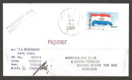 1978 Paquebot Cover South Africa Stamp Used In Freeport, Texas (Sep 22) - Storia Postale