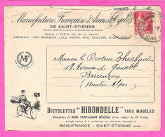 Enveloppe Bicyclettes Hirondelle Beau Temps  Manufacture Française D'Armes Et Cycles St Etienne 1931 - Sport En Toerisme