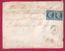 N°14 X2 PAIRE AMBULANT MARITIME ALGERIE BB MARSEILLE POUR ROGNES BOUCHES DU RHONE LETTRE - 1849-1876: Periodo Classico