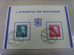Bund Mi. 111/112 Sonderkarte 1.Bundestag ESST 7.9.1949 Bonn Erste Sitzung Des Bundestages Mi. 150.-€ - Covers & Documents