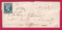 N°14 PC 3729 MILIANAH ALGERIE POUR ALGER INDICE 13 LETTRE - 1849-1876: Période Classique