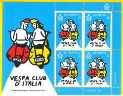 SAN MARINO 2024 Emissione Congiunta San Marino-Italia - Vespa Club D’Italia MF - Morocycle - Minifoglio - Blocchi & Foglietti