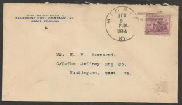1934 Kentucky - Minnie, Feb 6 Fuel Company Corner Card - Storia Postale