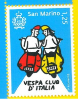 SAN MARINO 2024 Emissione Congiunta San Marino-Italia - Vespa Club D’Italia - Morocycle 1 Valore Singolo - Unused Stamps