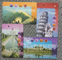 SMRT Metro Ticket Card, Thematic Ticket, Pisa Tower,Angkor Wat,the Great Wall,Taj Mahal, Set Of 4 - Singapur